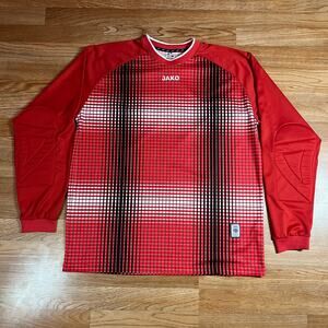 JAKO Soccer Goalkeeper Jersey Men’s Sz 3XL Red Striped Long Sleeve Football